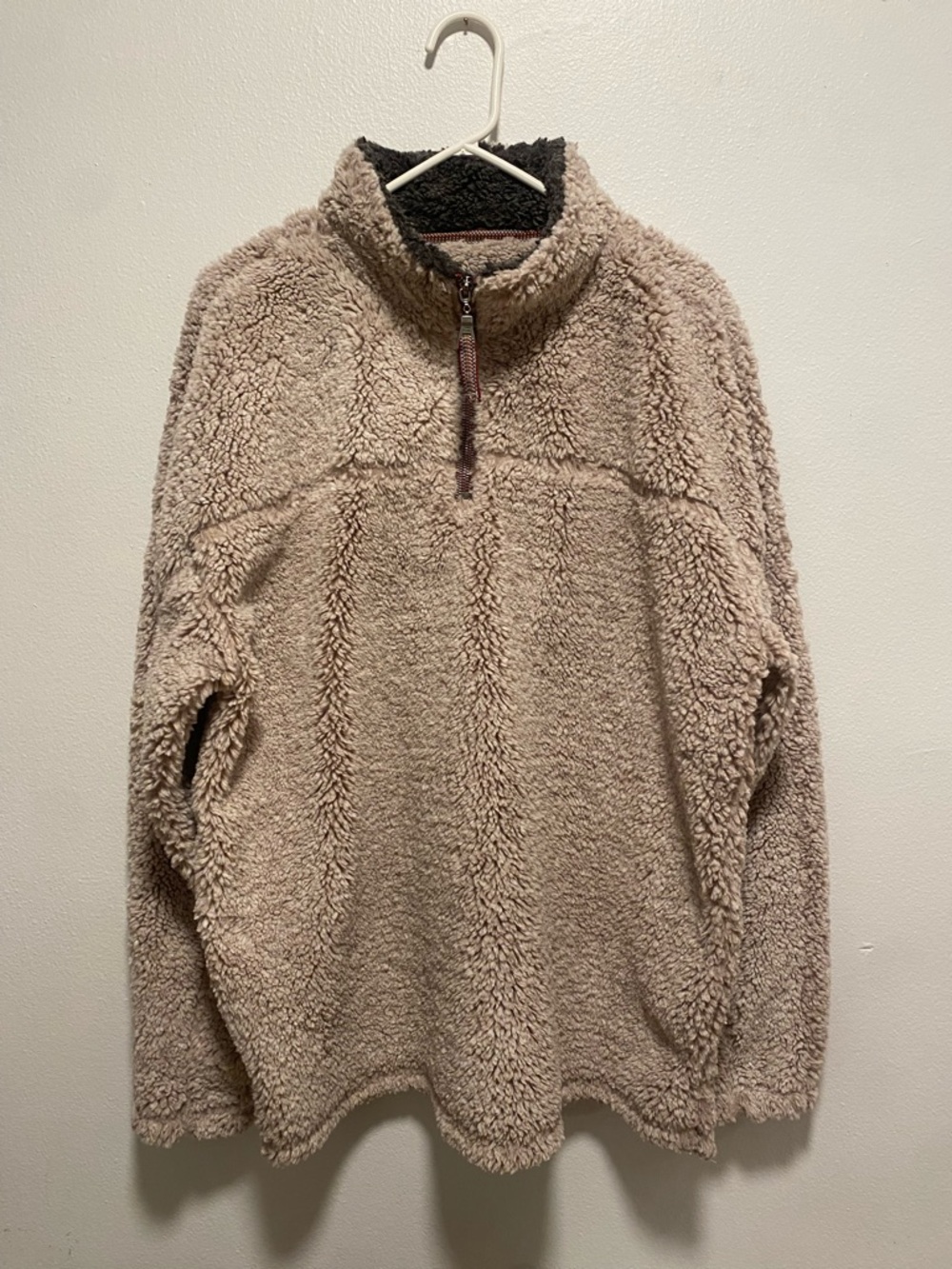 True Grit Taupe Teddy Quarter-Zip Pullover Jacket